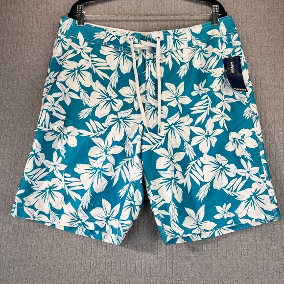Old Navy‎ Floral Swim Trunks Men L new with tags Tropical Beach shorts summer - Picture 1 of 10